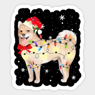 Akita Chow Dog Christmas Light Xmas Sticker